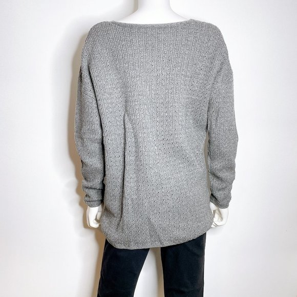 NWT Ryllace Wool Blend V Neck Boyfriend Knit Pullover Sweater Gray 1X - Picture 3 of 6